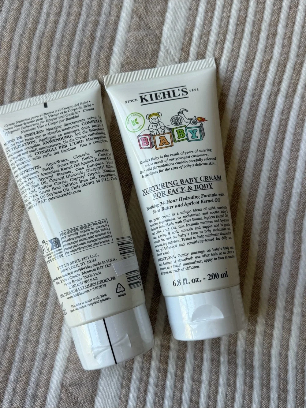 Kiehl's Baby Nurturing Cream — White Tube with Colorful Block Artwork